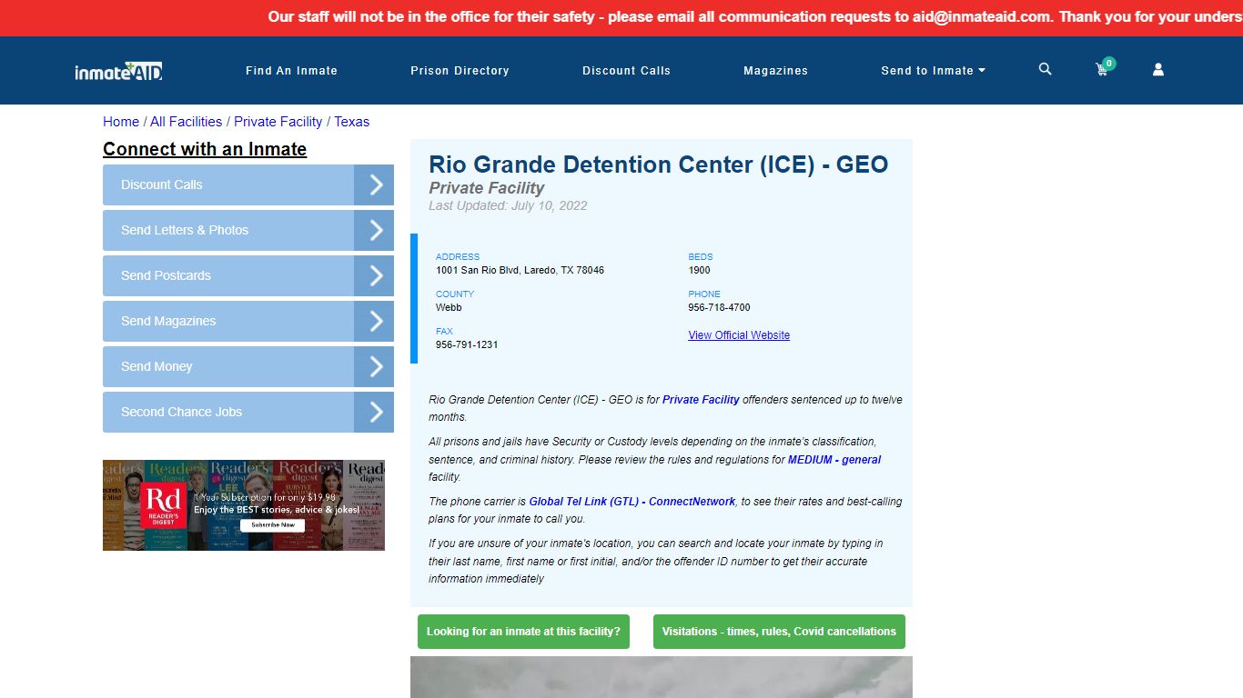 Rio Grande Detention Center (ICE) - GEO - Inmate Search ...