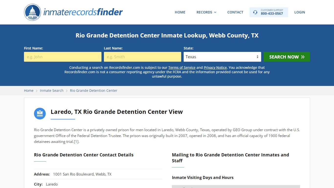 Rio Grande Detention Center Roster & Inmate Search, Webb ...