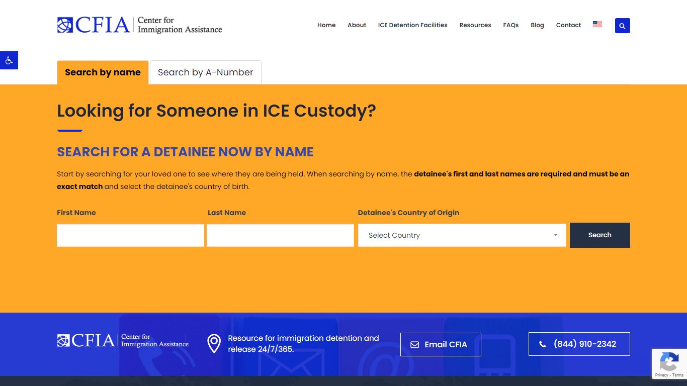 Search for an ICE detainee - Center for Immigration Assistance